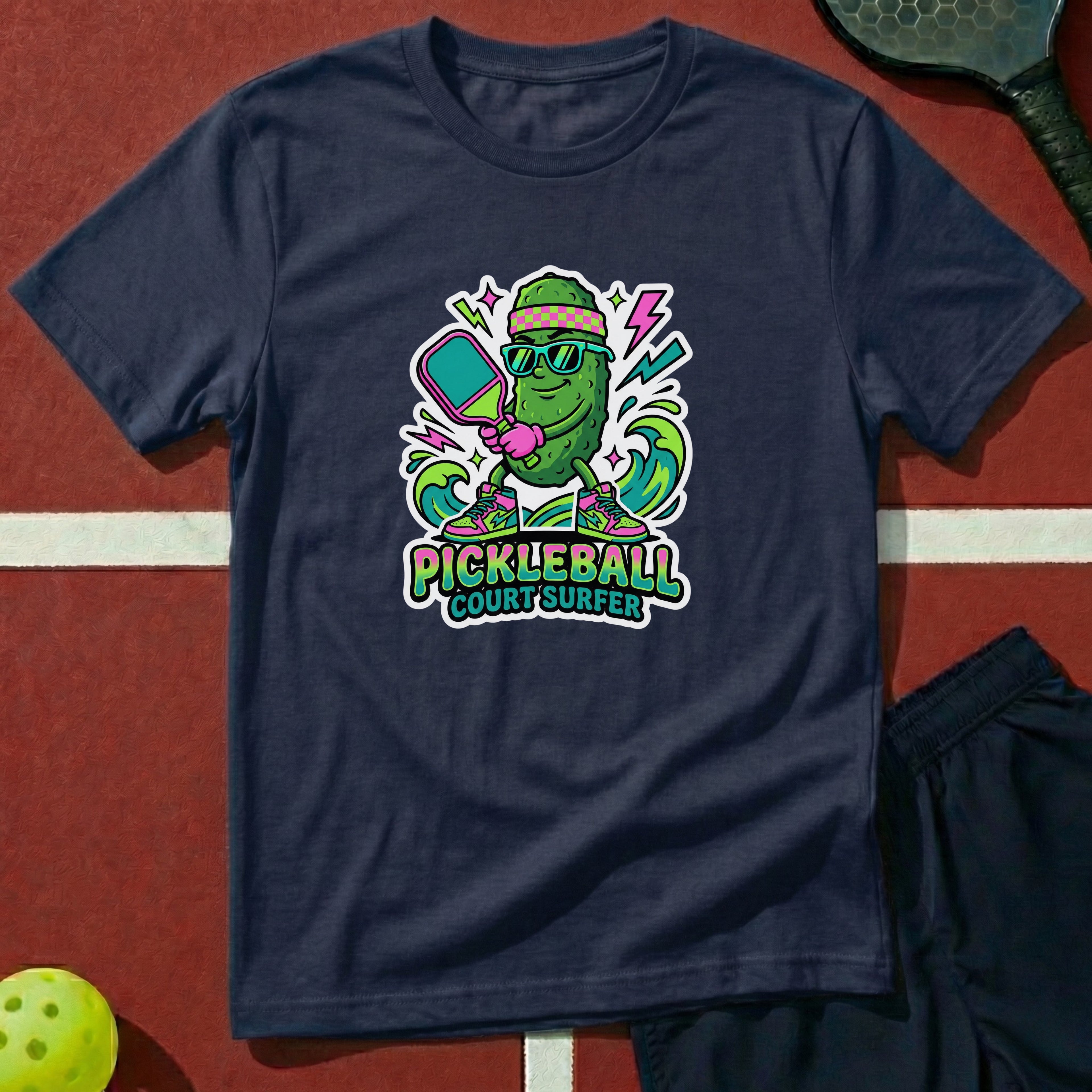 Pickleball Court Surfer Graphic Tee