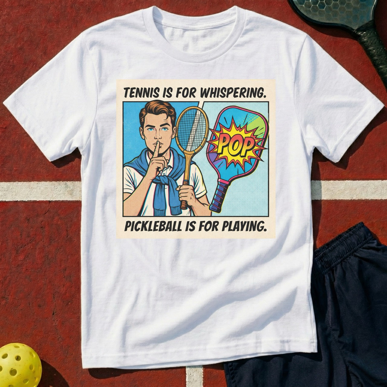 Tennis Is For Whispering Pickleball Is For Playing Graphic Tee